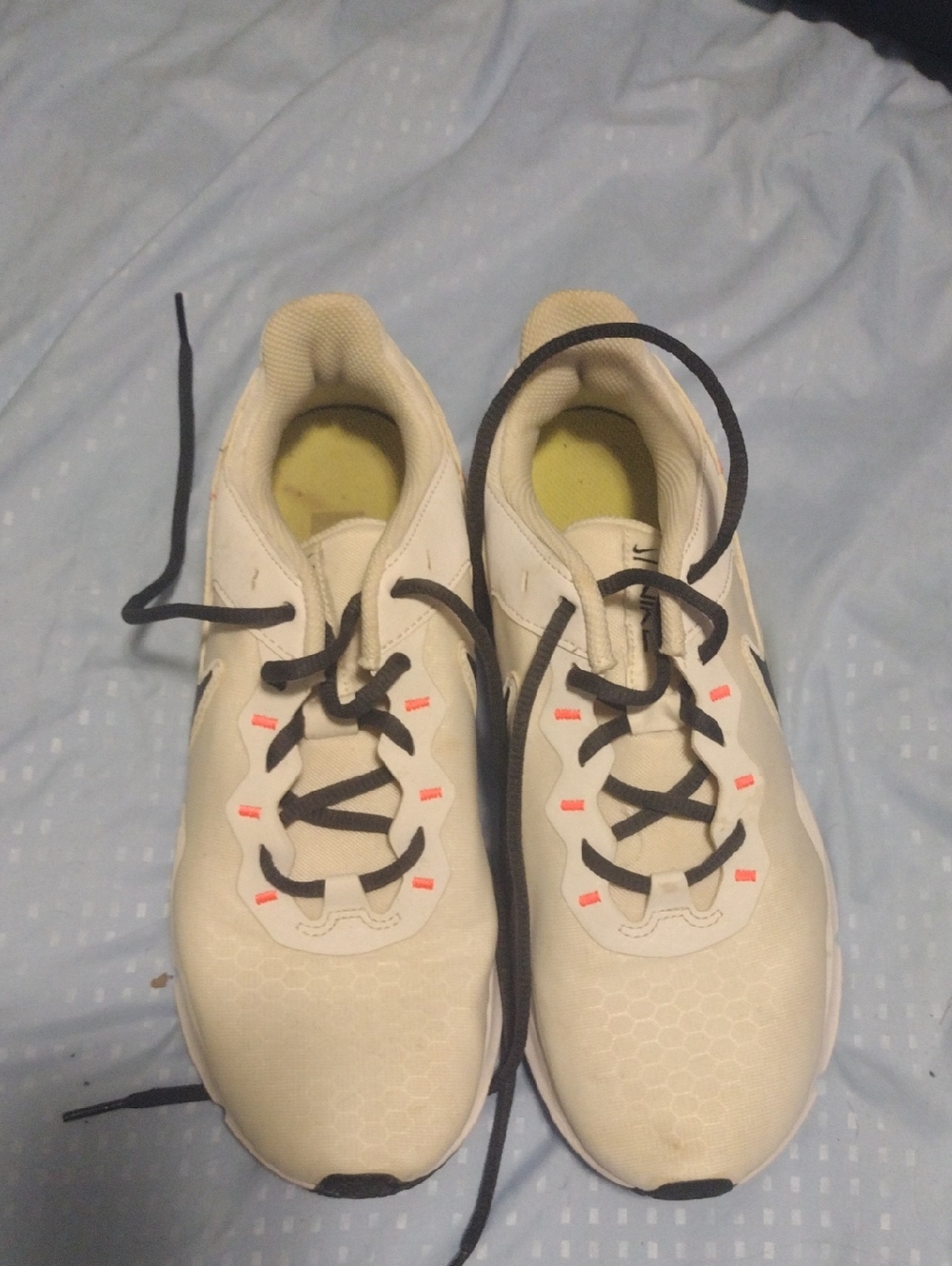 Cream Athletic Sneakers with Black Laces